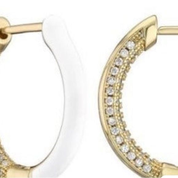 𝅺Enamel CZ Hoop Earrings  - Picture 2 of 5